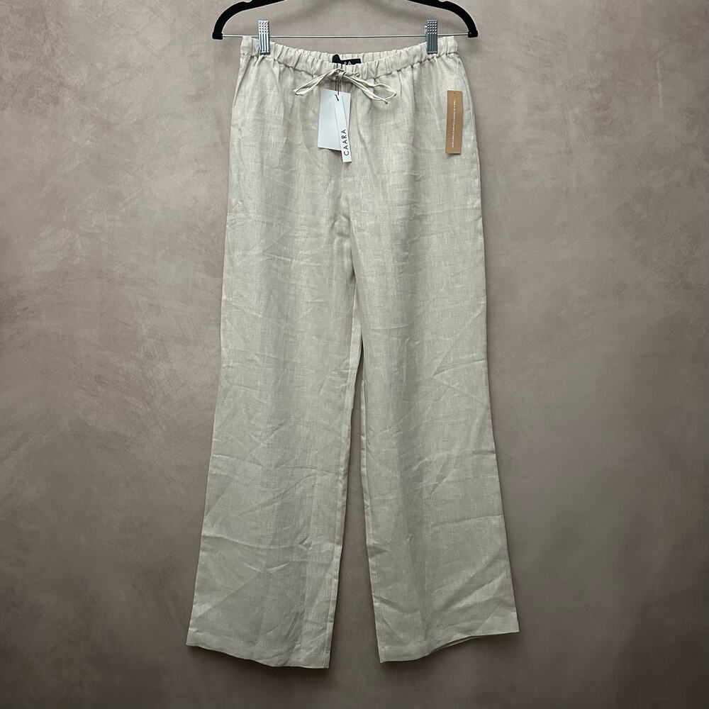 Few Moda Paloma Linen Wide Leg Drawstring Trouser Pants Oatmeal Quiet Luxury